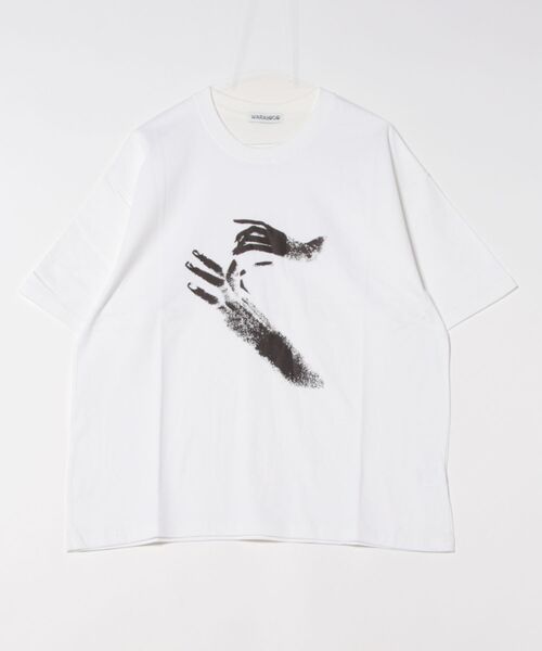 NO WAY(ノーウェイ)の「/HANDプリントオーバーサイズTシャツ(Tシャツ/カットソー・メンズ・ホワイト/グレー/ブラック・FREE)」の2枚目の写真