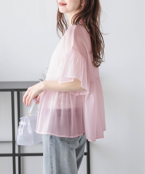 La-gemme(ラジェム)の「フリルスリーブ シアーシャツブラウス(シャツ/ブラウス・レディース・ホワイト/ピンク/ベージュ/ブラック・フリー)」の21枚目の写真