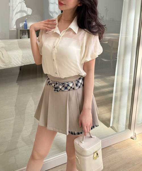 ROYAL PARTY（ロイヤルパーティー）の「パフスリーブラインストーンシアーブラウス（シャツ/ブラウス・レディース・ブラック/オフホワイト/ピンク・FREE）」の18枚目の写真