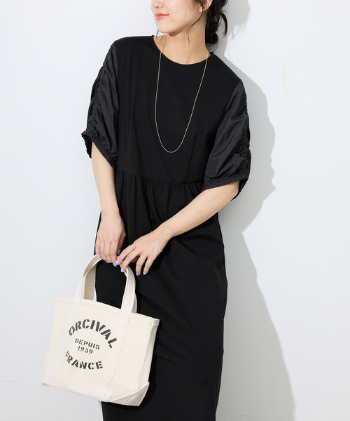 SLOBE IENA(スローブイエナ)の「プロムギャザーワンピース(ワンピース・レディース・ブラック/ベージュ・FREE)」の2枚目の写真