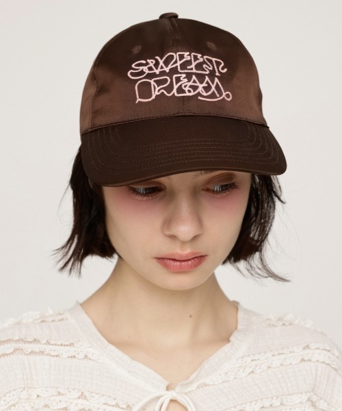 SSIL ロゴキャップ セール】FRONT LOGO SATIN CAP フロント ロゴ サテン キャップ