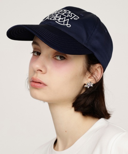pois ポワ　サテンキャップ　帽子　ネイビー 2025特集 pois ポワ ネイビー サテンキャップ 帽子 - 帽子
