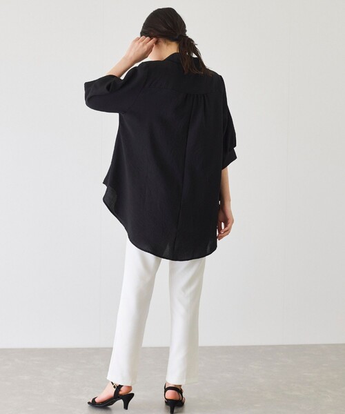 Jayro（ジャイロ）の「衿付き5分袖ブラウス（シャツ/ブラウス・レディース・ホワイト/ネイビー/マスタード/ブルー/ブラック/ブルー系その他5/オレンジ/グリーン・FREE）」の20枚目の写真