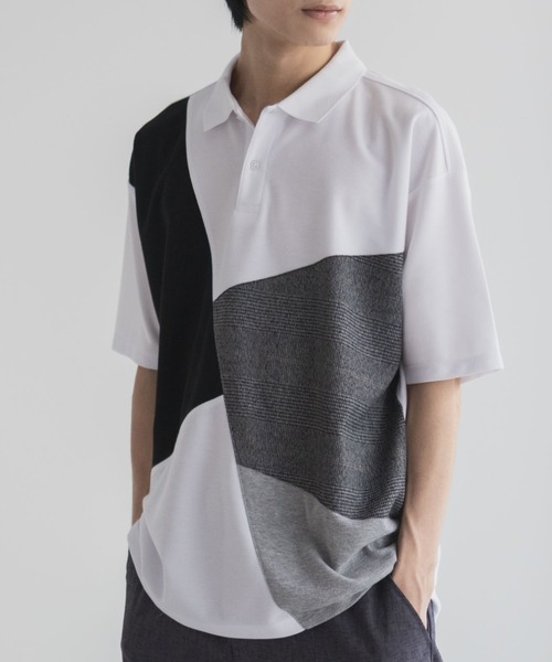 URBAN COLLECTION(アーバンコレクション)の「URBANCOLLECTION カノコ切替えポロシャツ(ポロシャツ・メンズ・ブラック系1/ブラック系2/ホワイト系1/ホワイト系2・S/M/L/XL)」の1枚目の写真