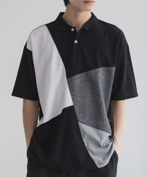 URBAN COLLECTION(アーバンコレクション)の「URBANCOLLECTION カノコ切替えポロシャツ(ポロシャツ・メンズ・ブラック系1/ブラック系2/ホワイト系1/ホワイト系2・S/M/L/XL)」の3枚目の写真