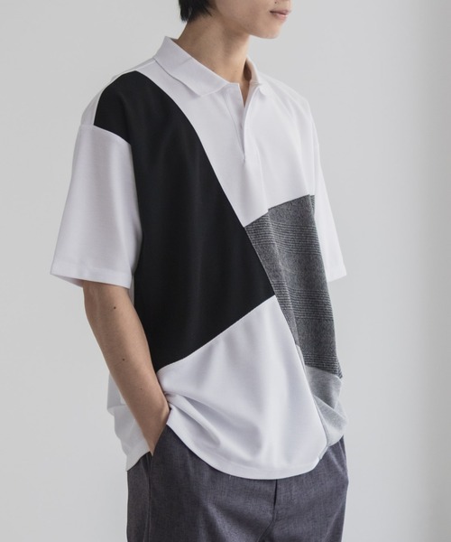 URBAN COLLECTION(アーバンコレクション)の「URBANCOLLECTION カノコ切替えポロシャツ(ポロシャツ・メンズ・ブラック系1/ブラック系2/ホワイト系1/ホワイト系2・S/M/L/XL)」の8枚目の写真