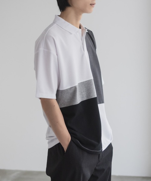 URBAN COLLECTION(アーバンコレクション)の「URBANCOLLECTION カノコ切替えポロシャツ(ポロシャツ・メンズ・ブラック系1/ブラック系2/ホワイト系1/ホワイト系2・S/M/L/XL)」の14枚目の写真
