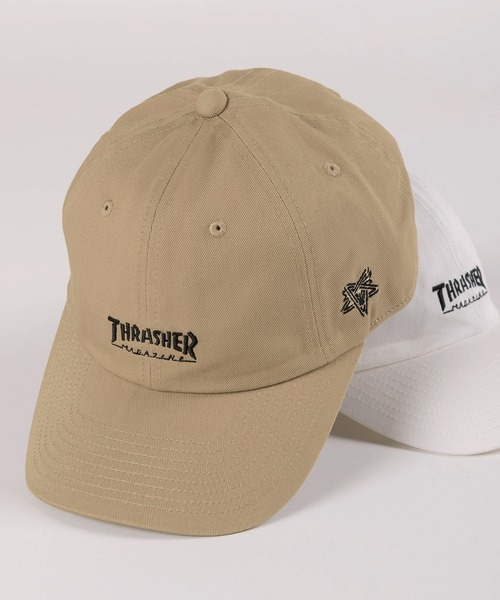THRASHER(スラッシャー)の「【79】【THRASHER/スラッシャー】ワンポイント ブランドロゴ&サイド刺繍 ツイル ローキャップ(キャップ・メンズ・ベージュ/ホワイト/ブラック/グレー・FREE)」の4枚目の写真