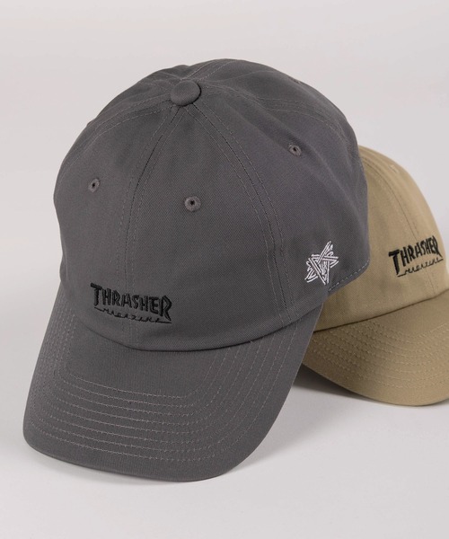 THRASHER(スラッシャー)の「【79】【THRASHER/スラッシャー】ワンポイント ブランドロゴ&サイド刺繍 ツイル ローキャップ(キャップ・メンズ・ベージュ/ホワイト/ブラック/グレー・FREE)」の3枚目の写真