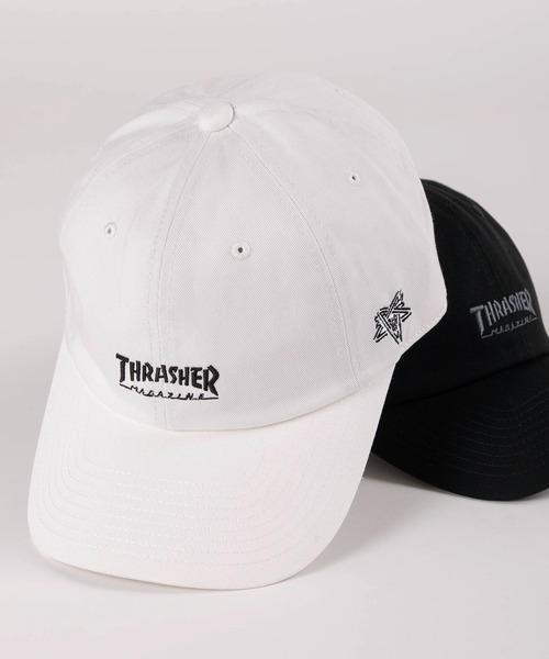 THRASHER(スラッシャー)の「【79】【THRASHER/スラッシャー】ワンポイント ブランドロゴ&サイド刺繍 ツイル ローキャップ(キャップ・メンズ・ベージュ/ホワイト/ブラック/グレー・FREE)」の1枚目の写真