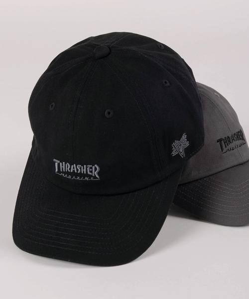 THRASHER(スラッシャー)の「【79】【THRASHER/スラッシャー】ワンポイント ブランドロゴ&サイド刺繍 ツイル ローキャップ(キャップ・メンズ・ベージュ/ホワイト/ブラック/グレー・FREE)」の2枚目の写真
