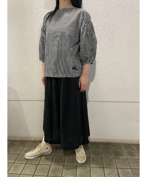 Rydia(リディア)の「ウォーキングコビニャーボリュームスリーブギンガムPO(シャツ/ブラウス・レディース・ネイビー/ブラック・M)」の7枚目の写真