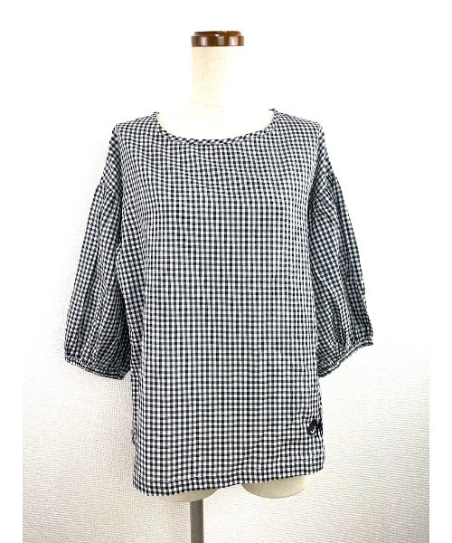 Rydia(リディア)の「ウォーキングコビニャーボリュームスリーブギンガムPO(シャツ/ブラウス・レディース・ネイビー/ブラック・M)」の3枚目の写真