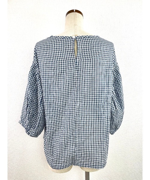 Rydia(リディア)の「ウォーキングコビニャーボリュームスリーブギンガムPO(シャツ/ブラウス・レディース・ネイビー/ブラック・M)」の10枚目の写真