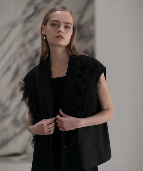 セール】【LEJA】チュールフリルセットアップドレスワンピース2点