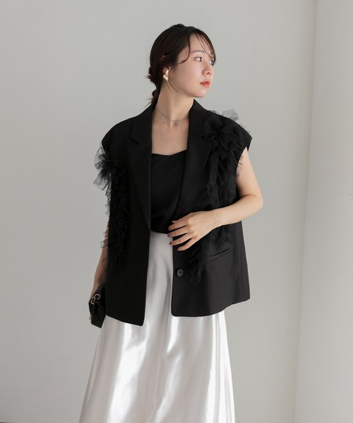 Leja（レジャ）の「【LEJA】チュールフリルセットアップドレスワンピース2点セット美脚効果結婚式 パーティードレス 成人式 二次会 同窓会 お呼ばれ オケージョン 20代 30代（ドレス・レディース・ブラック/ブルー/ピンク・SMALL/MEDIUM）」の10枚目の写真