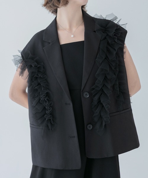 セール】【LEJA】チュールフリルセットアップドレスワンピース2点