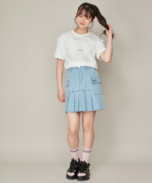 SISTER JENNI(SISTER JENNI)の「【ウエスト調整可】カーゴポケットプリーツデニムスカート(デニムスカート・キッズ・グレー/サックスブルー・130cm/140cm/150cm/160cm)」の13枚目の写真