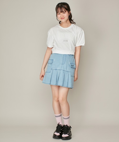 SISTER JENNI(SISTER JENNI)の「【ウエスト調整可】カーゴポケットプリーツデニムスカート(デニムスカート・キッズ・グレー/サックスブルー・130cm/140cm/150cm/160cm)」の14枚目の写真
