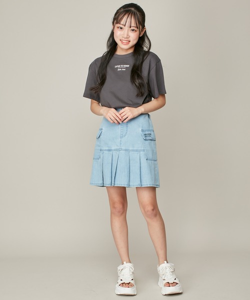 SISTER JENNI(SISTER JENNI)の「【ウエスト調整可】カーゴポケットプリーツデニムスカート(デニムスカート・キッズ・グレー/サックスブルー・130cm/140cm/150cm/160cm)」の9枚目の写真