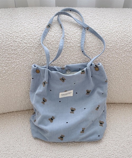 VIBGYOR(ヴィブジョー)の「Mignonjour/くまコーデュロイトートバッグ M2596(トートバッグ・レディース・ブルー/ホワイト/ピンク/ベージュ・FREE)」の7枚目の写真