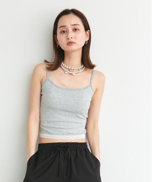 ad thie(アドティエ)の「カップ付き ヘムレースリブ キャミソール(キャミソール・レディース・オートミール/ライトイエロー/ブラック/ライトブルー・FREE)」の10枚目の写真