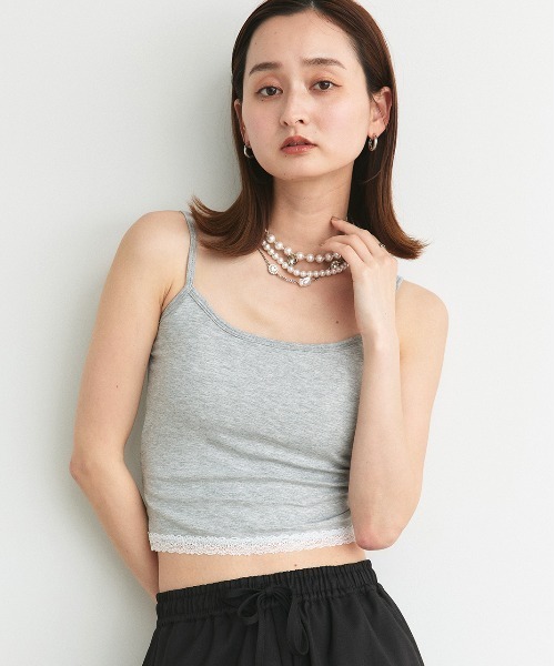 ad thie(アドティエ)の「カップ付き ヘムレースリブ キャミソール(キャミソール・レディース・オートミール/ライトイエロー/ブラック/ライトブルー・FREE)」の12枚目の写真