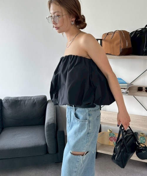 HANNE（アン）の「カットアウトベルトワイドデニム（デニムパンツ・レディース・ホワイト/ブルー・SMALL/MEDIUM）」の9枚目の写真