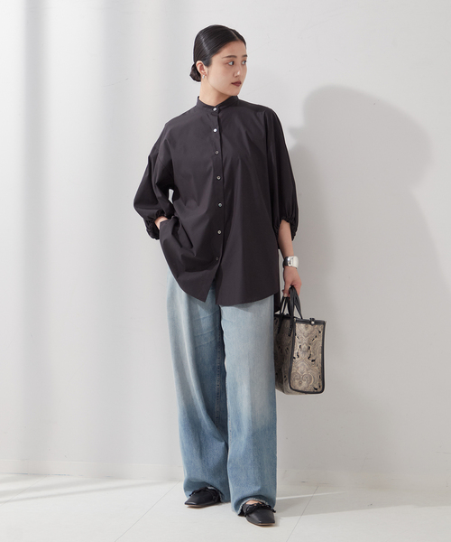 journal standard L'essage（ジャーナルスタンダードレサージュ）の「CPブロードギャザーシャツ（シャツ/ブラウス・レディース・ブルー/ブラック/ホワイト・FREE）」の6枚目の写真