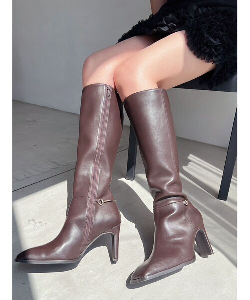 RESEXXY(リゼクシー)の「スクエアトゥロングブーツ(ブーツ・レディース・ブラック/ブラウン・LARGE/MEDIUM/SMALL)」の1枚目の写真