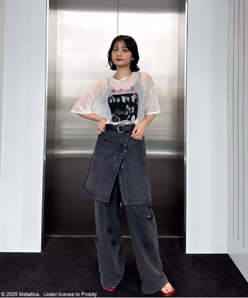 トップス MEDI LLICA SHEER TEE Ameri MEDI METALLICA SHEER TEE（Tシャツ/カットソー）｜Ameri
