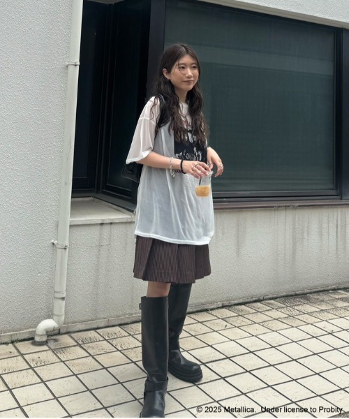 Ameri（アメリ）の「MEDI METALLICA SHEER TEE（Tシャツ/カットソー・レディース・アイボリー/ブラック・FREE）」の7枚目の写真