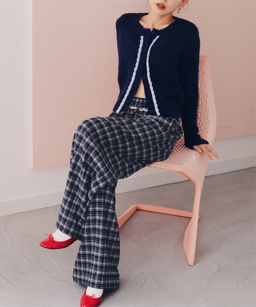 miette（ミエット）の「ウエストフリルチェックワイドパンツ（その他パンツ・レディース・ネイビー/ミント/キャメル・M/S）」の15枚目の写真