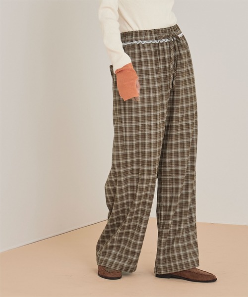 miette(ミエット)の「ウエストフリルチェックワイドパンツ(その他パンツ・レディース・ネイビー/ミント/キャメル・M/S)」の18枚目の写真