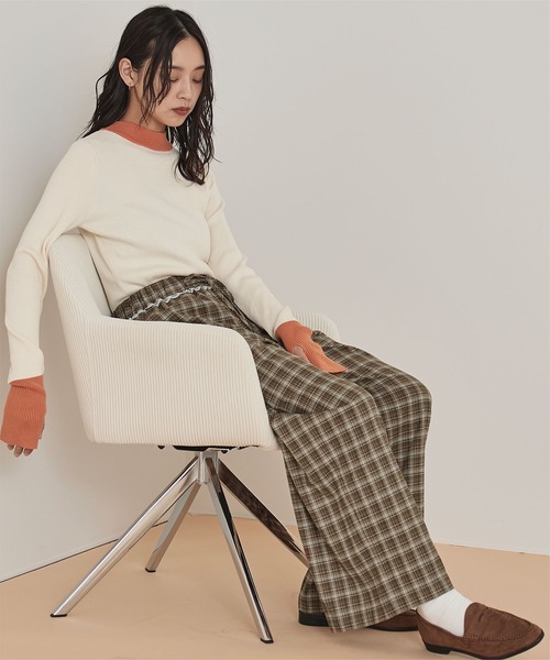 miette(ミエット)の「ウエストフリルチェックワイドパンツ(その他パンツ・レディース・ネイビー/ミント/キャメル・M/S)」の19枚目の写真