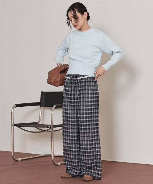 miette（ミエット）の「ウエストフリルチェックワイドパンツ（その他パンツ・レディース・ネイビー/ミント/キャメル・M/S）」の18枚目の写真