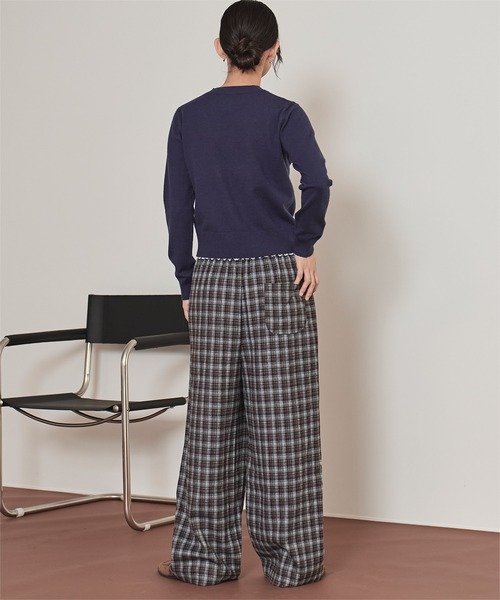 miette（ミエット）の「ウエストフリルチェックワイドパンツ（その他パンツ・レディース・ネイビー/ミント/キャメル・M/S）」の9枚目の写真