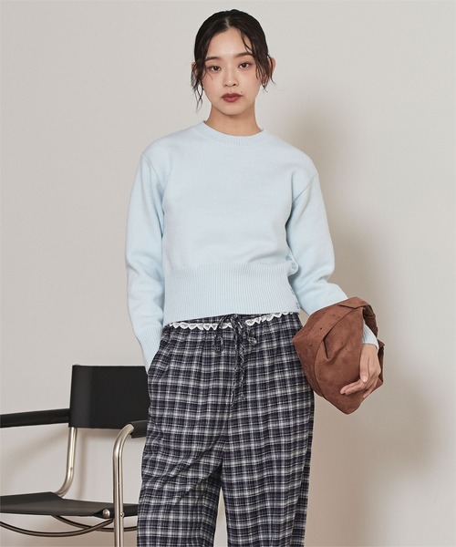 miette（ミエット）の「ウエストフリルチェックワイドパンツ（その他パンツ・レディース・ネイビー/ミント/キャメル・M/S）」の21枚目の写真