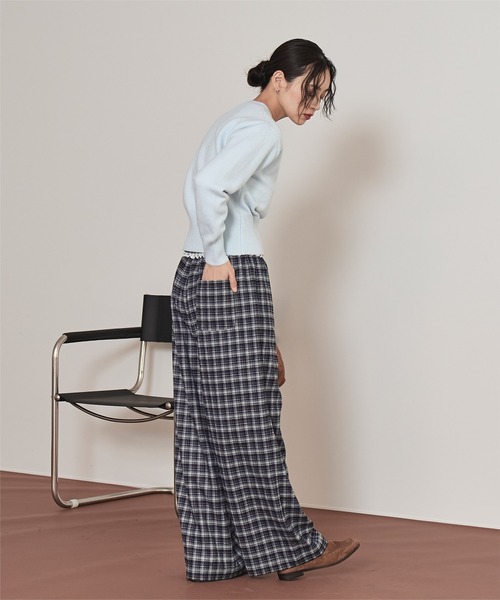 miette（ミエット）の「ウエストフリルチェックワイドパンツ（その他パンツ・レディース・ネイビー/ミント/キャメル・M/S）」の22枚目の写真
