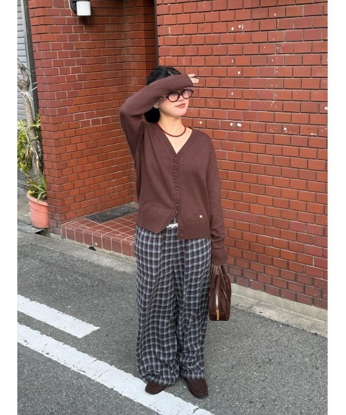 miette（ミエット）の「ウエストフリルチェックワイドパンツ（その他パンツ・レディース・ネイビー/ミント/キャメル・M/S）」の4枚目の写真