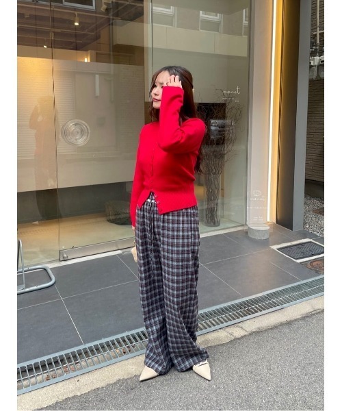 miette（ミエット）の「ウエストフリルチェックワイドパンツ（その他パンツ・レディース・ネイビー/ミント/キャメル・M/S）」の5枚目の写真