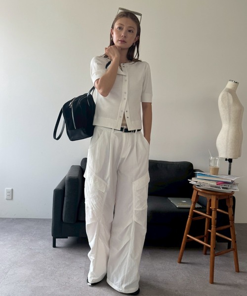 HANNE（アン）の「ナイロンカーゴパンツ（カーゴパンツ・レディース・ホワイト/ネイビー・SMALL/MEDIUM）」の4枚目の写真