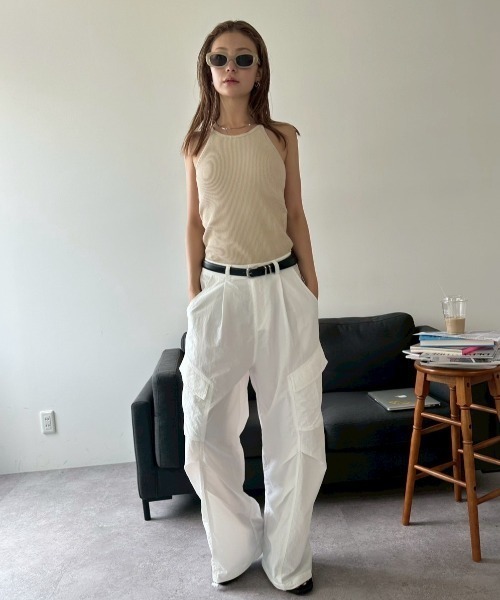 HANNE（アン）の「ナイロンカーゴパンツ（カーゴパンツ・レディース・ホワイト/ネイビー・SMALL/MEDIUM）」の9枚目の写真