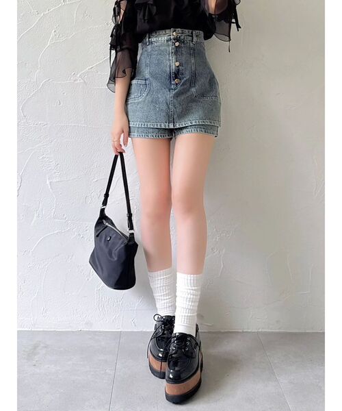 dazzlin（ダズリン）の「コルセットデニムミニスカパン（デニムパンツ・レディース・インディゴブルー/ブルー・SMALL/MEDIUM）」の2枚目の写真