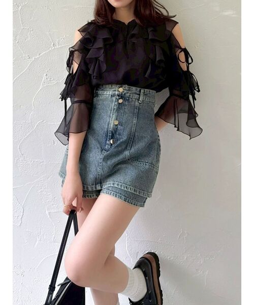 コルセットデニムミニスカパン（デニムパンツ）｜dazzlin（ダズリン