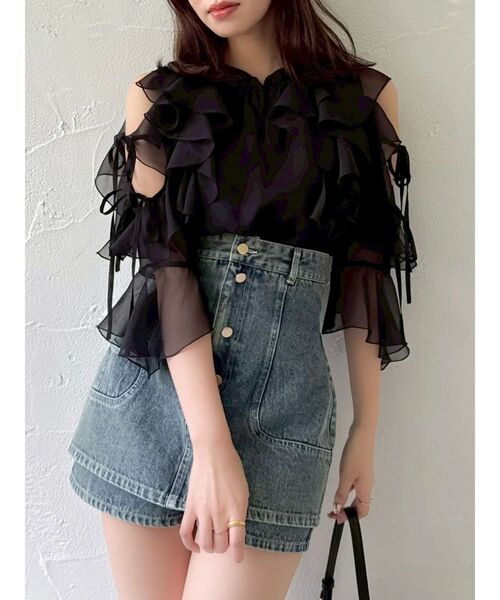 dazzlin（ダズリン）の「コルセットデニムミニスカパン（デニムパンツ・レディース・インディゴブルー/ブルー・SMALL/MEDIUM）」の5枚目の写真