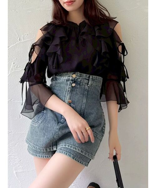 dazzlin（ダズリン）の「コルセットデニムミニスカパン（デニムパンツ・レディース・インディゴブルー/ブルー・SMALL/MEDIUM）」の6枚目の写真