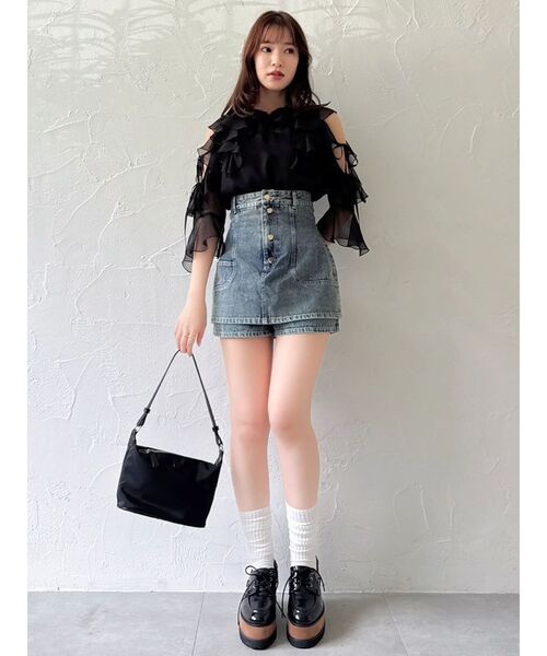 dazzlin（ダズリン）の「コルセットデニムミニスカパン（デニムパンツ・レディース・インディゴブルー/ブルー・SMALL/MEDIUM）」の7枚目の写真