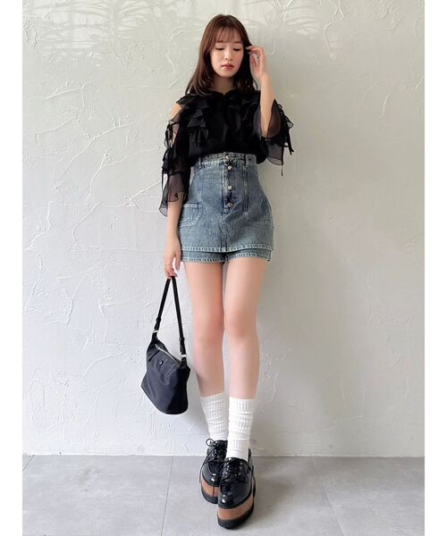 dazzlin コルセットデニムスカパン コルセットデニムミニスカパン（デニムパンツ）｜dazzlin