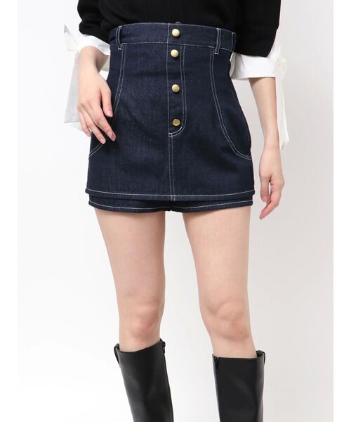 コルセットデニムミニスカパン（デニムパンツ）｜dazzlin（ダズリン
